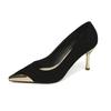 Fashion Elegant High Heels Metal Decorated Pointed Toe Mid Stylish with temperament Heel Single Shoes Women Comfortable Breathable