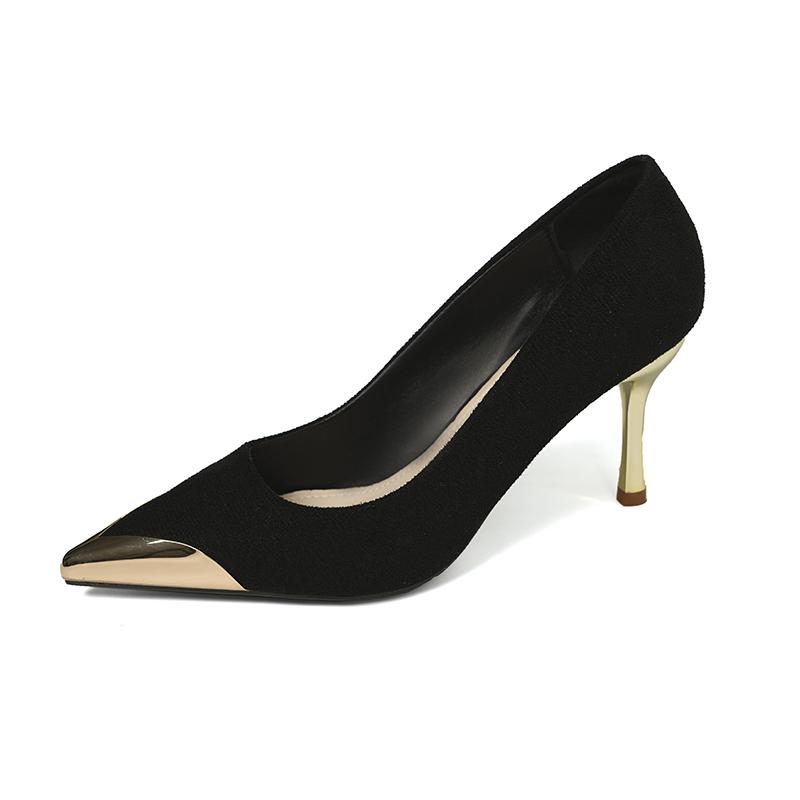 Fashion Elegant High Heels Metal Decorated Pointed Toe Mid Stylish with temperament Heel Single Shoes Women Comfortable Breathable