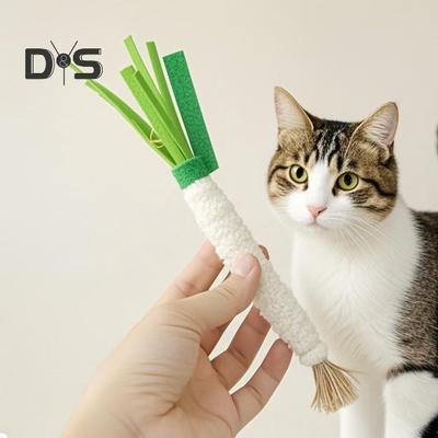 Scallion-Shaped Cat Chew Toy Soft Felt Scallion Cat Teething Toy Interactive Pet Training Supplies for Indoor Kittens And Cats