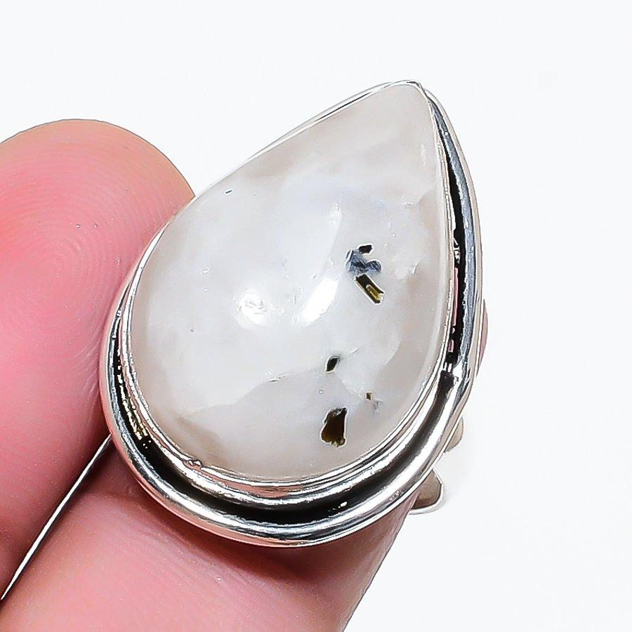 Natural Moonstone Gemstone Handmade 925 Sterling Silver Jewelry Ring Size 6 AR-17707