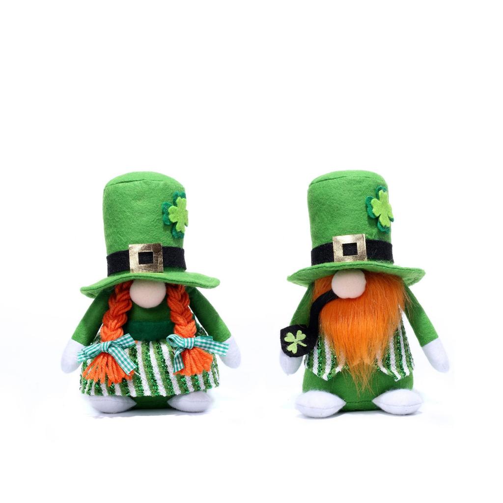 Klöveransiktslös docka Grön St Patrick's Day Rudolfdocka Irländsk festivalatmosfär Dekorationstillbehör Festivalfönster