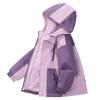 Girls' Fleece-Lined Color Block Windbreaker Jacket, Spring/Autumn, Thick, Windproof, for Medium & Large Children