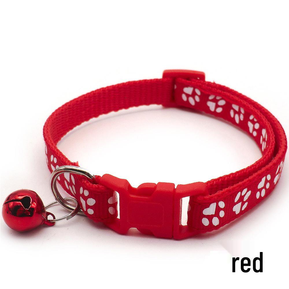 Adjustable Safety Pet Collar with Bell and Dog Paw Pattern for Cats & Dogs
