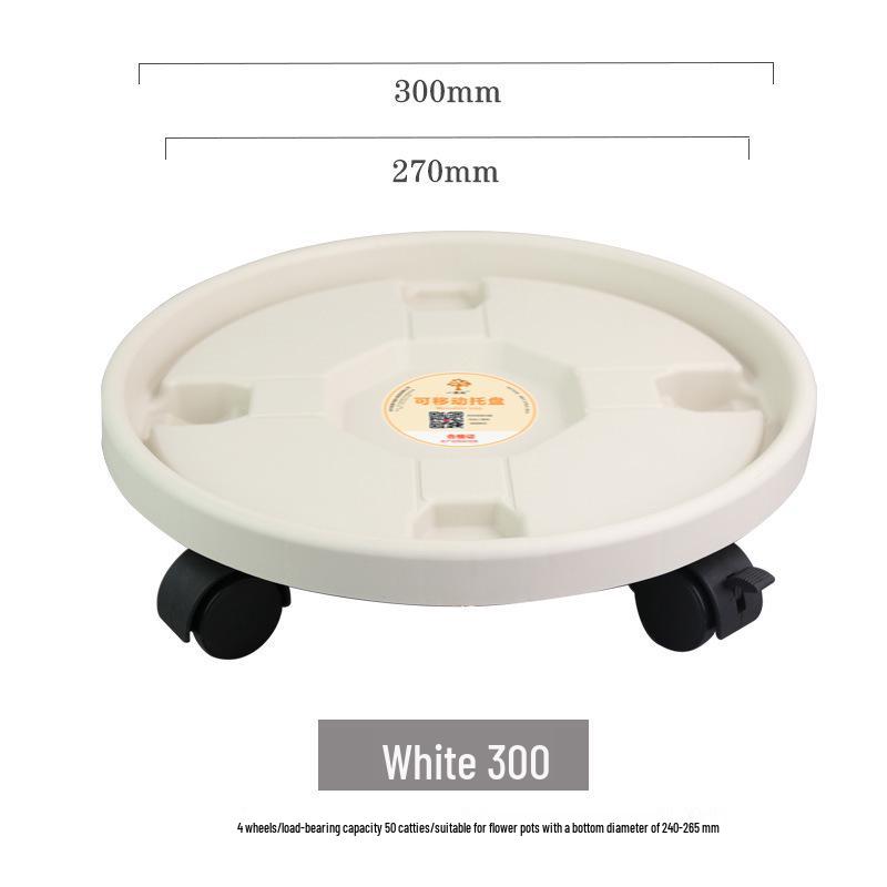 Mobile Round Plant Stand with Wheels - Thickened Plastic Vase Tray & Water Collector