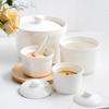 Pure White Ceramic Double Boiler Stew Cup