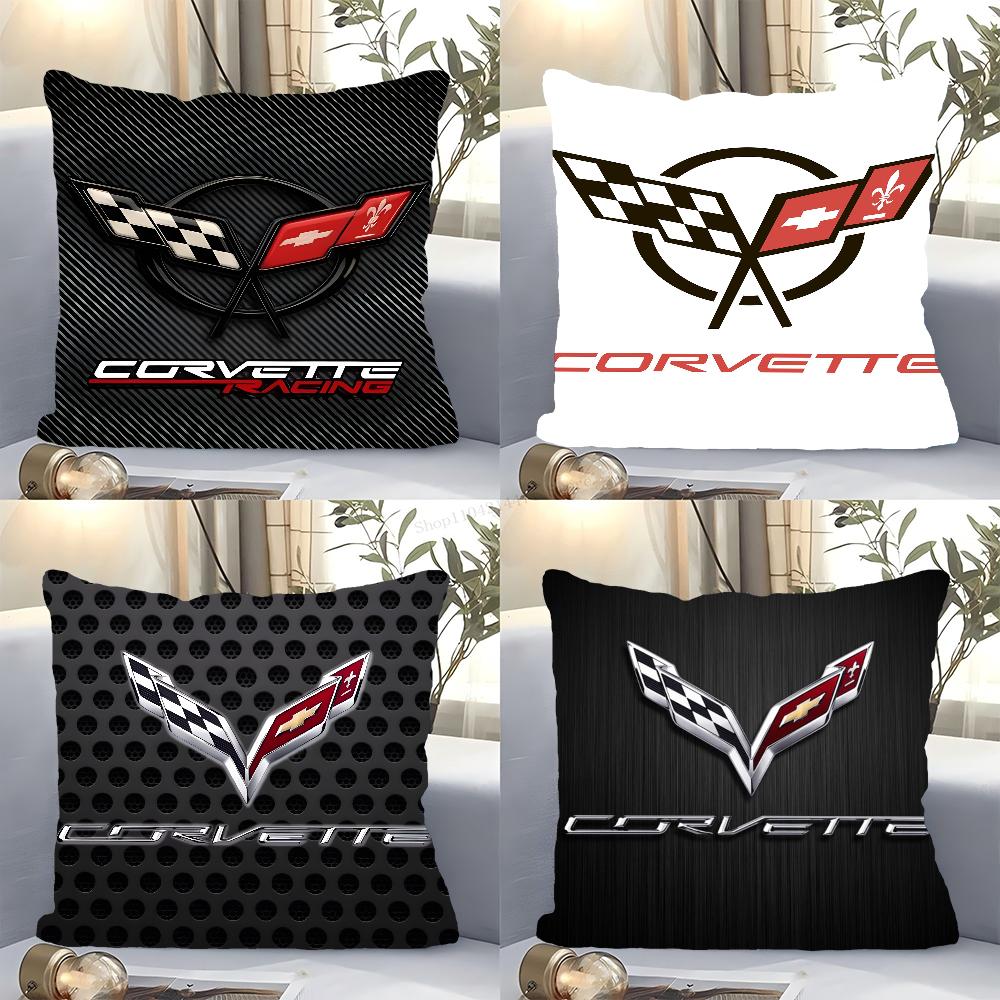 Cool Car C- Corvette Pillow Case Square Pillow Bedroom Sofa Leisure Comfort Cushion Car Living Room Home Decoration 40X40