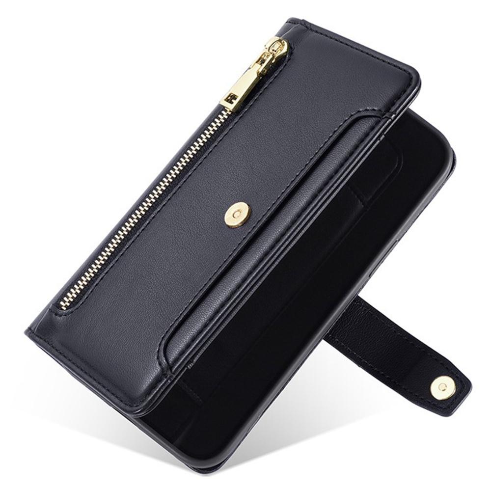 For Samsung Galaxy F06 5G Leather Case Zipper Pocket Wallet Phone Cover with 2 Straps