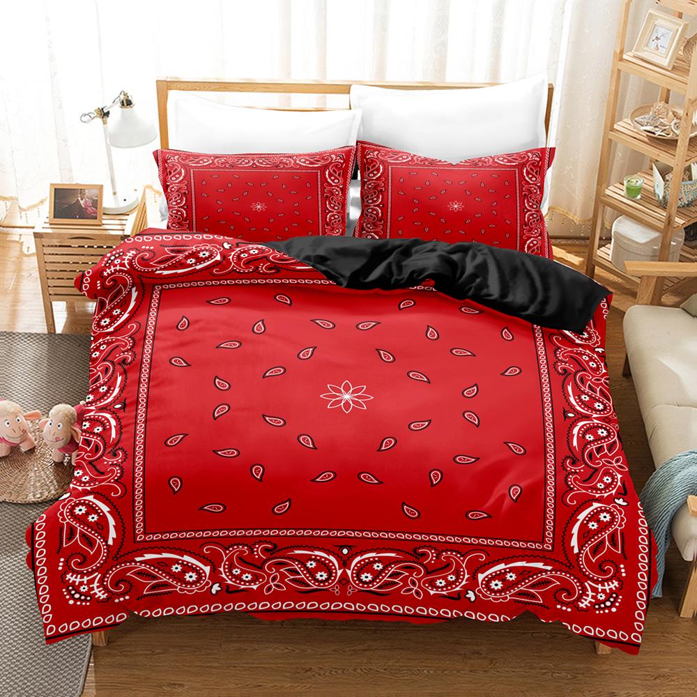 Set Husă Plapumă Paisley Mandala Negru Stil Boem Dublu Pentru Adulți Queen King Size Set Lenjerie de Pat Cu Față de Pernă Pentru Dormitor