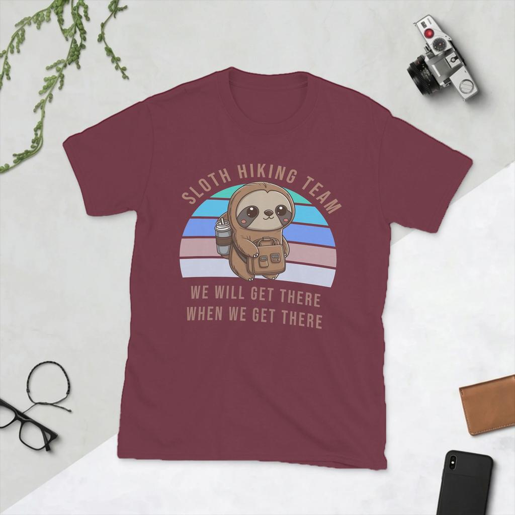 Sloth Hiking Team Funny Vintage Unisex T Shirts Creative Tees Short Sleeve Round Collar TShirt Cotton Plus Size Clothes