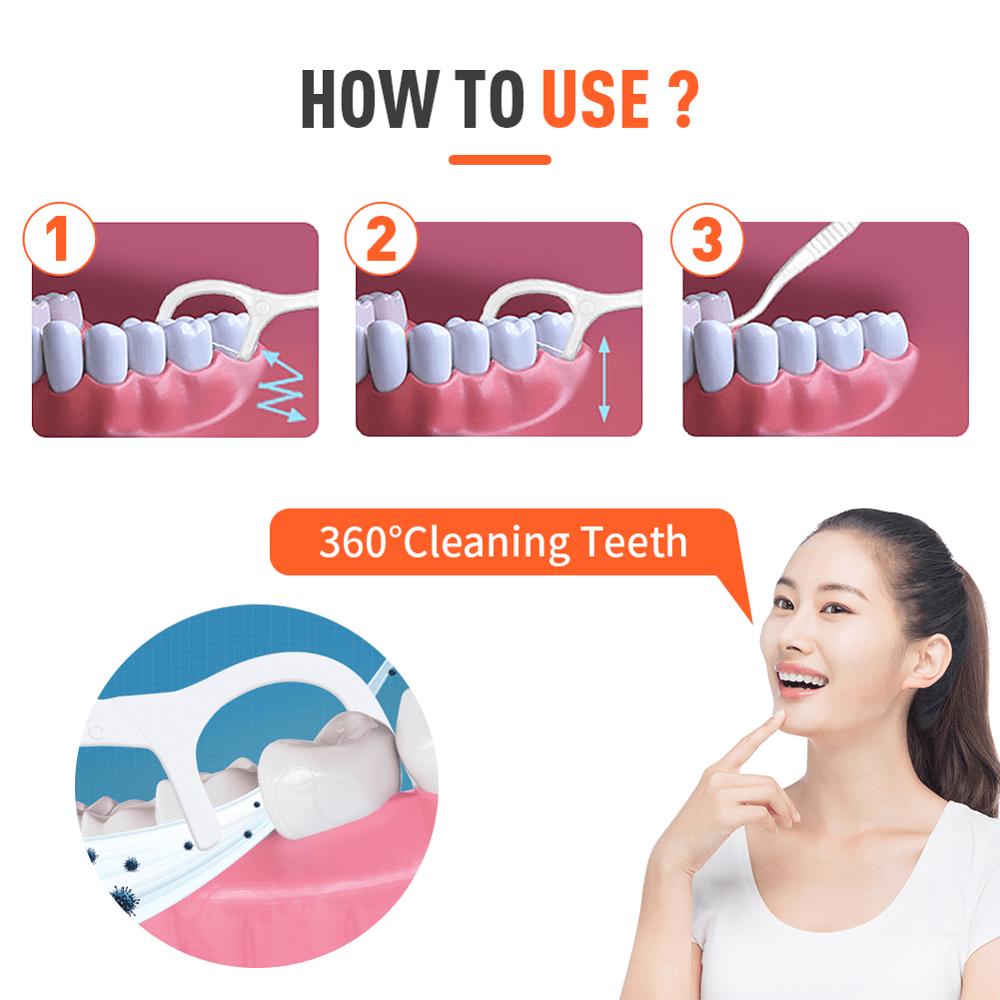 100Pcs Disposable Dental FlossCleaning Tooth Stick Floss Pick Interdental Brush Flosser For Oral Cleaning