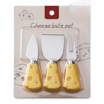 Kreatives Gelber Käse Griff Messer und Gabel Schaufel Dreiteiliges Edelstahl Käsemesser Set