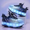 TUINANLE Barns Fritidssneakers Mellan Till Student Utomhus Led Fyrhjuliga Rullskridskor Självlysande Sneakers Skateboard USB-laddning
