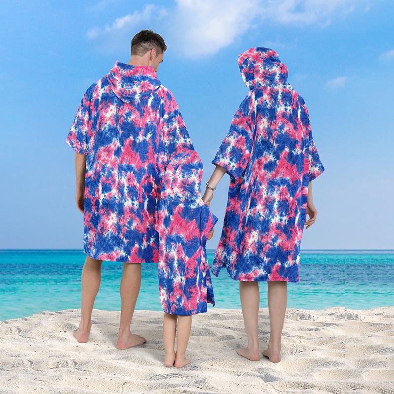 Schnelltrocknendes Batik-Kapuzenbadetuch & Bademantel zum Surfen, Schwimmen & für den Strand
