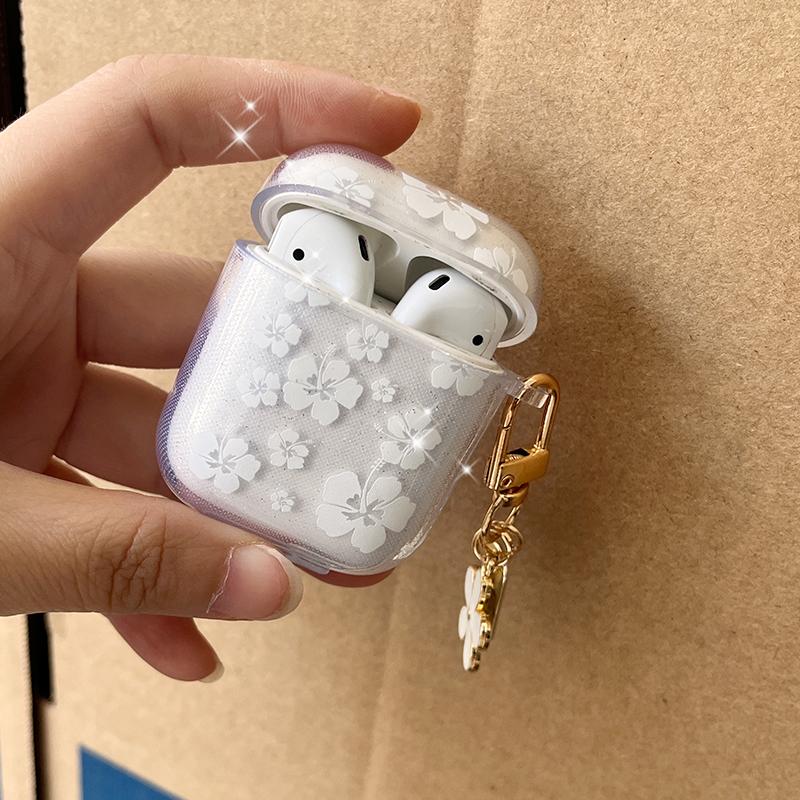 Fashion Soft Silicone Cover For AirPods 3 pro2rd Cute Clear White Flower Pendant Earphone Case For Apple AirPod Pro 2 Headphone