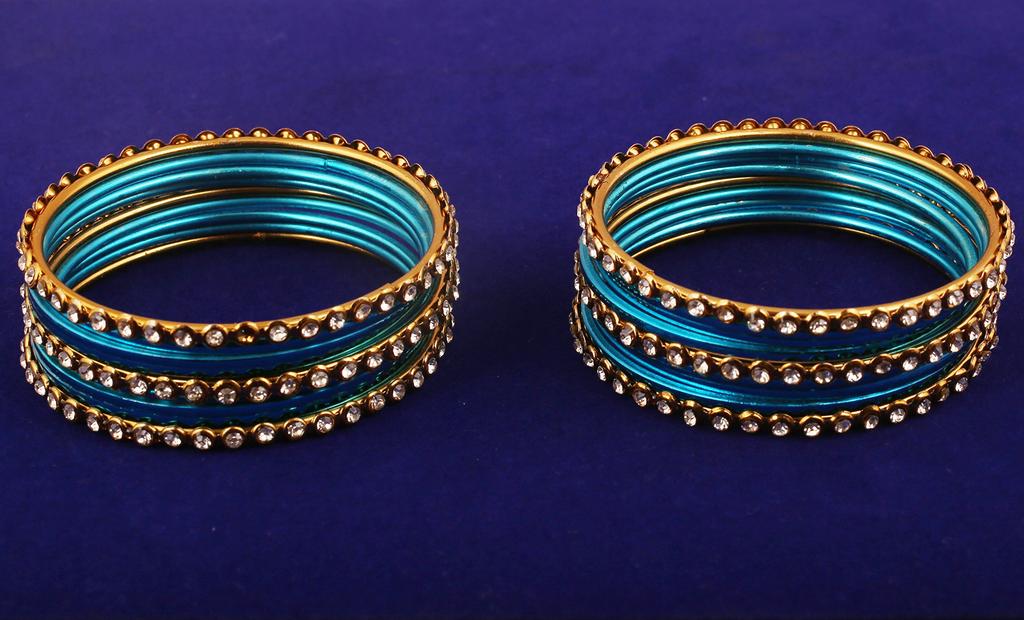 Touchstone Colorful Collection Indian Bollywood Alloy Single Line Clear Rhinestone Textured Color Bangle Bracelets Set of 18 Antique Gold Tone for M