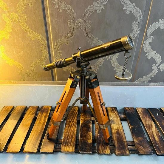 Brass Telescope with Wooden Tripod: Nautical Decor, Stargazing
