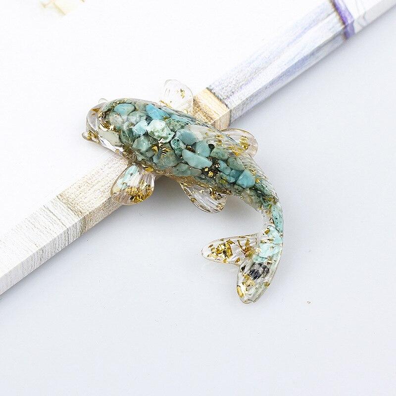 Creative Artificial Fish Turtle Dolphin Jewelry Beautiful Koi Fish Turtle Dolphin Natural Crystal Fish Table Car Home Decoration Gift for Friends