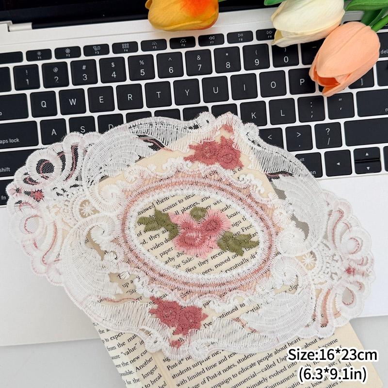 Ins Lace Table Cloth Decoration Tablecloth Embroidery Cup Pad Coaster Aesthetic Lace Cloth Tabletop Decoration Home Decor