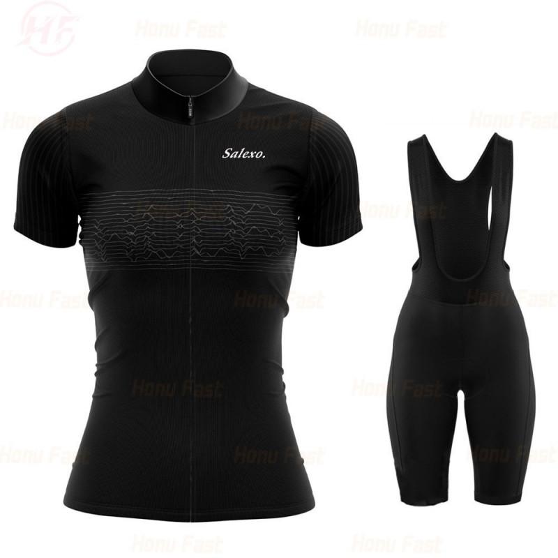 Womens Cycling Jersey Set Breathable Short Sleeve Mountain Bike Outfit Sportswear Road Trail Riding