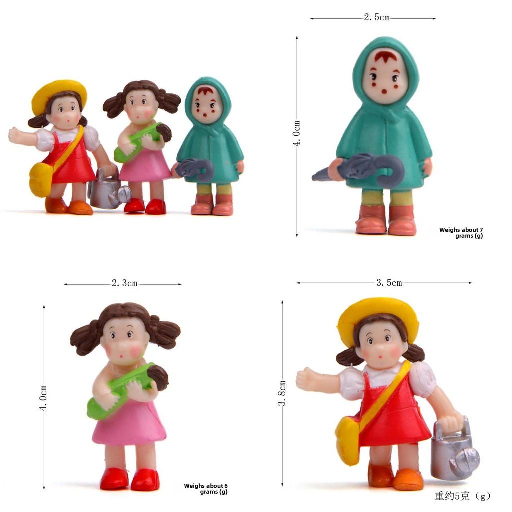 My Totoro Neighbor Anime Character Raincoat Holding Kettle Girl Model Ornament