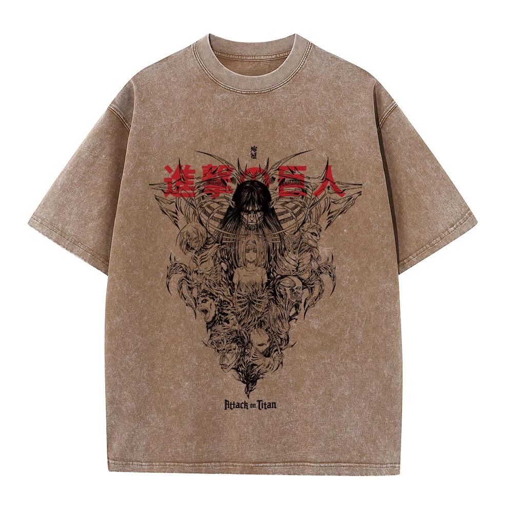Mens Attack on Titan Anime TShirt Oversized Cotton Tee Streetwear Hip Hop