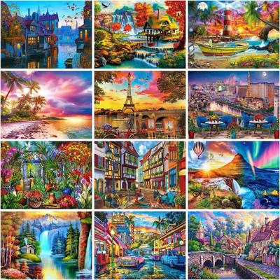 DIY-Gemälde mit Diamant-Heimdekoration, Stadtlandschaft, Bohrer, Mosaik-Stickerei