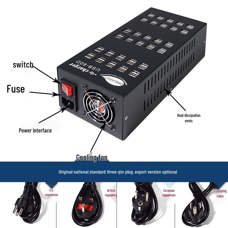 High-Power 60W Dual USB Charging Station for Multiple Devices