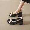 Fashion With Medium Heels Bow Round Toe Ladies Pumps Women's Shoes Chunky Block Heel Casual Y2k Vacation 2025 Trend Fashion Korean Style