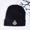 Warm Spandex/Polyester Knitted Beanie Cartoon Embroidery Autumn/Winter Unisex Adjustable Playful Trendy Black Blue Students Made