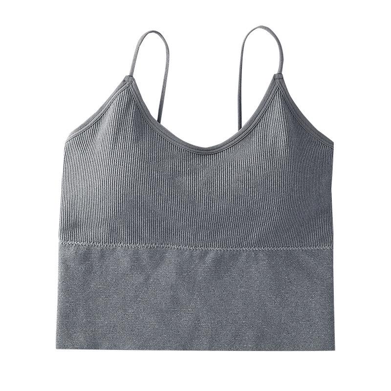 Damen Herbst Geripptes Nahtloses Bandeau Camisole mit Schönem Rückendesign