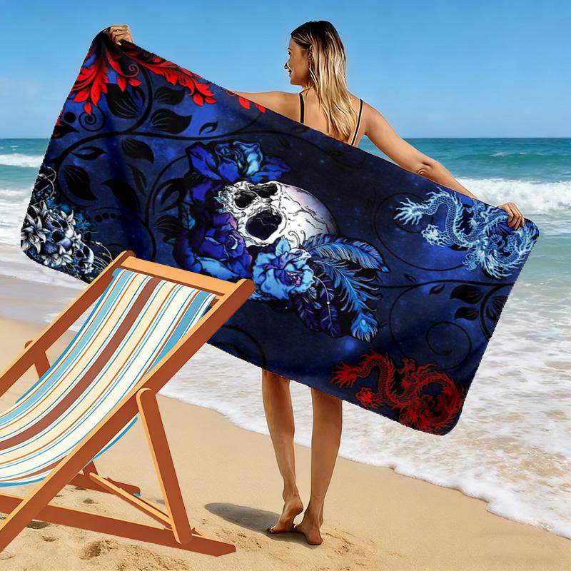 Gothic Skull Print Beach Towel, Large Soft Quick Dry Towel for Beach Camping Swimming