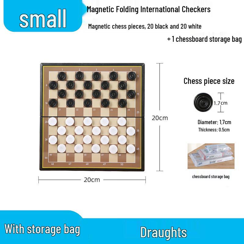 Small Portable Magnetic Foldable Draughts Set