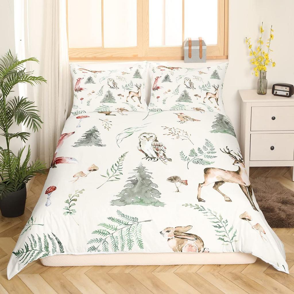 Lovely Squirrel Duvet Cover Cartoon Animal Starry Sky Moon Universe Blue Cloud Bedding Set Watercolor Painted Art Quilt Cover