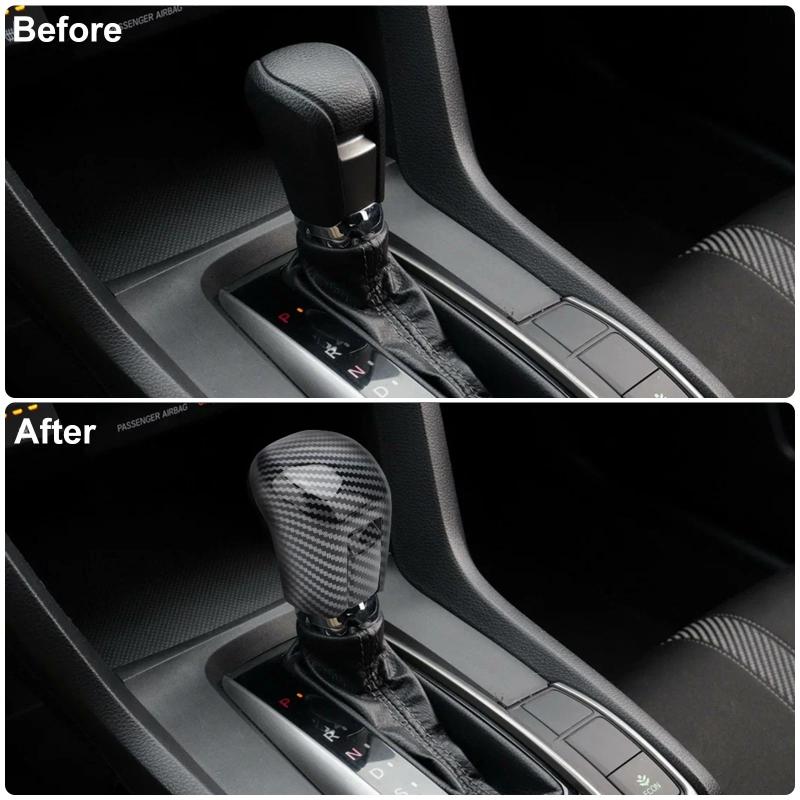 Durable Carbon Fiber Gear Shift Knob Cover Fits Accord 2018-2023 Enhance Interior Aesthetics