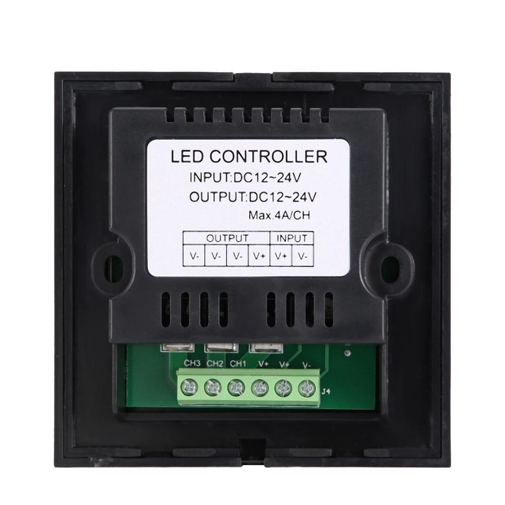 Wall Mounted Single Color LED Touch Panel Controller Dimmer Switch for LED Strip Light Black