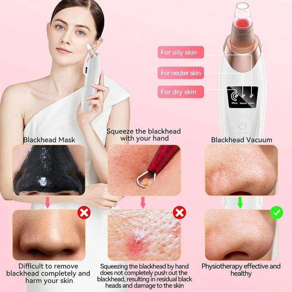 3 Suction Mode Electric Blackhead Remover 5 Suction Heads Blackhead Suction Device  Face Skin Care