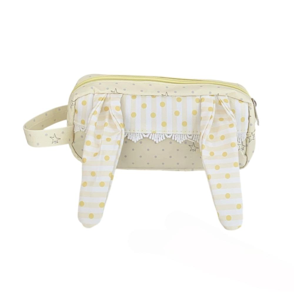 Polka Dot Print Korean Style Pen Bag Rabbit Big Ear Cloth Stationery Bag Pencil Pouch  School