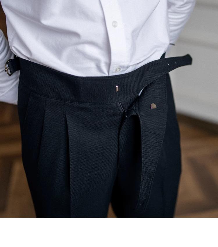 Herren Italienische Neapolitanische High-Waist Gerade Bein Lässige Stoffhose im Britischen Retro-Stil