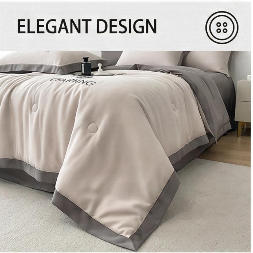 Summer Air Conditioning Quilt with Cool Feeling Ice Silk Summer Set - Machine Washable