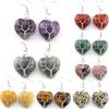 Handmade Wire-Wrapped Tree of Life Amethyst Heart Earrings