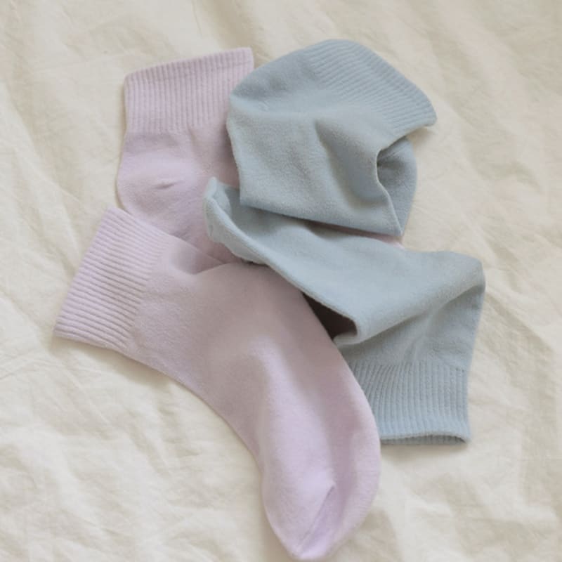 MARUN5 [5SET] Generous pastel plain ankle socks, 5-pack set