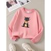 European Sizes Cute Cats Hugging Together Girls' Crew Neck Sweatshirt, Autumn Winter Western Top, Long Sleeved Casual.