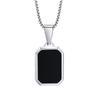 Vnox Natural Stone Pendant Necklaces for Men, Geometric Square Stainless Steel Necklaces Collar, Simple Casual Male Jewelry Gift