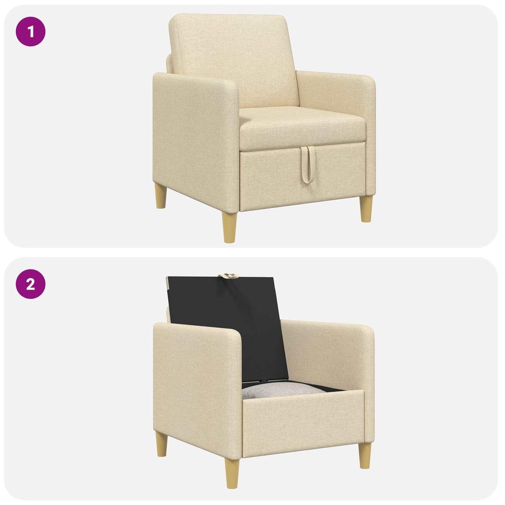 Sofa with Storage Cream 72 x 78 x 87 cm Polyester