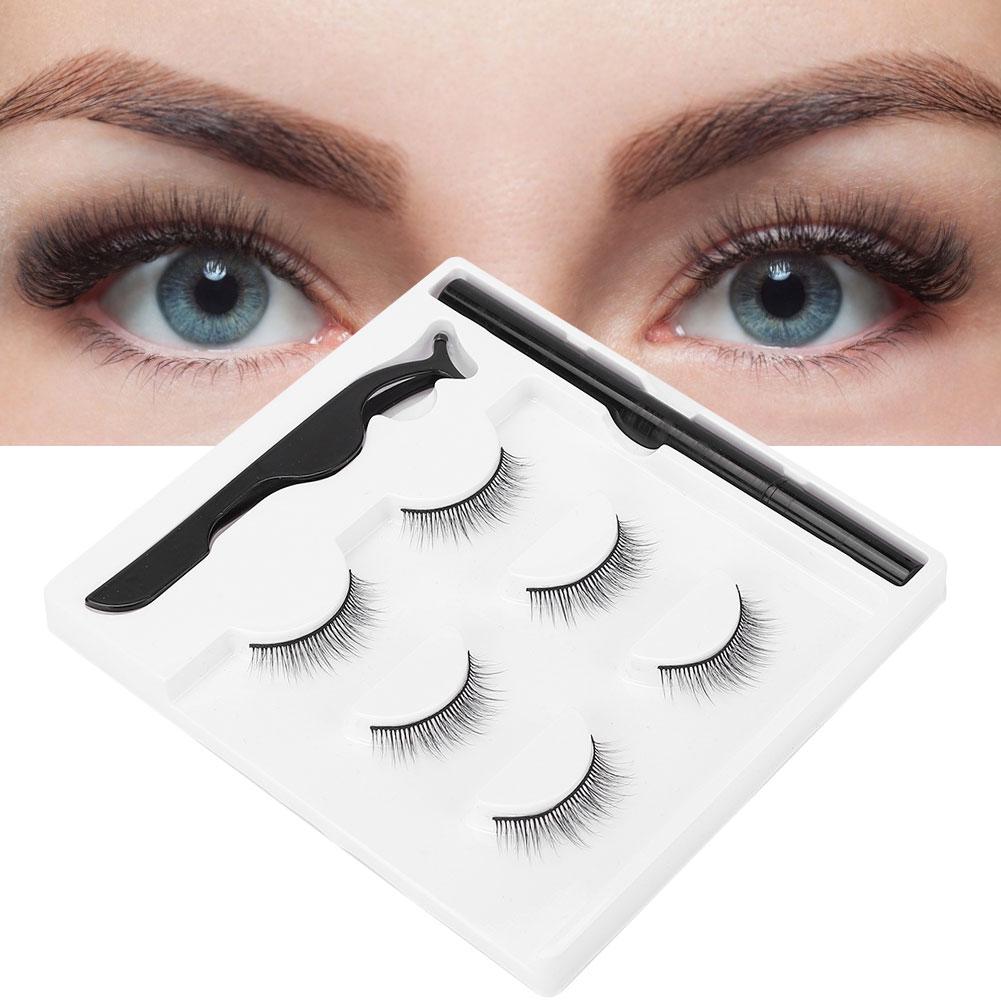 3 Pairs False Eyelashes Magnetic Eyeliner Pen Tweezers Set Eyelashes Makeup Set