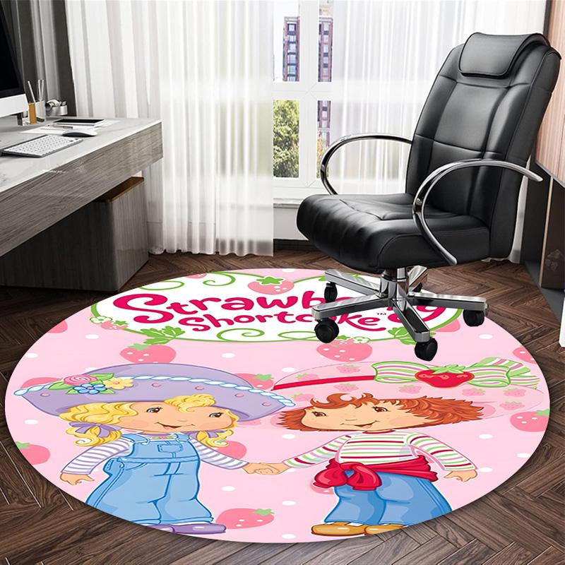 1pc Princess Strawberry10 Carpet, Round Rug, Comfortable, Suitable for Entryways, Living Rooms, Office, And Bedrooms, Christmas Decoration
