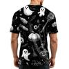 Men's Casual Short Sleeve T-Shirt Lightweight Breathable Fabric Crew Neck Halloween Themed Printed Top for Everyday Wear