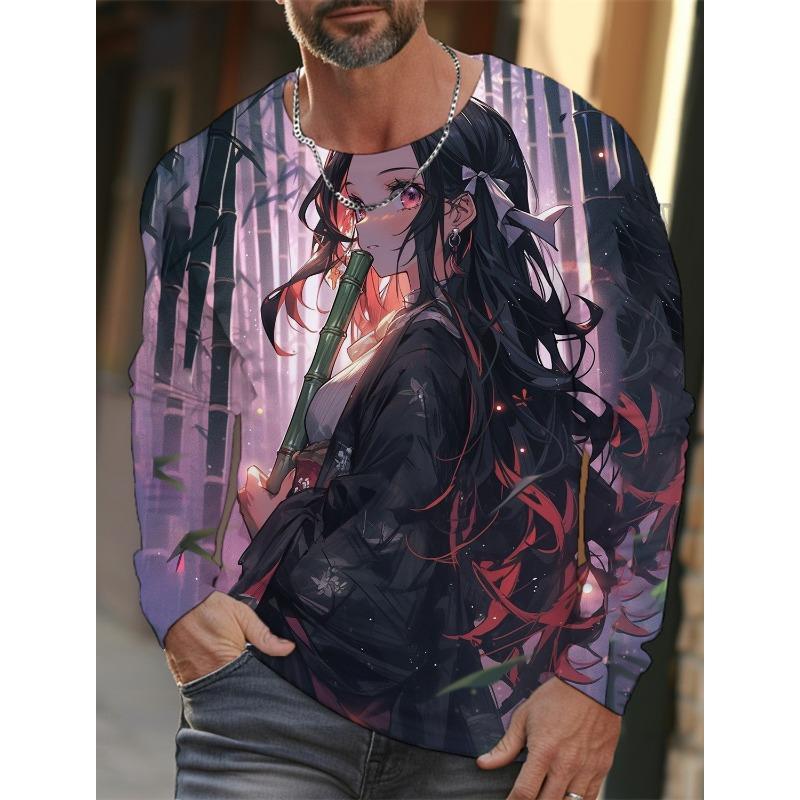 Men's Long-sleeved T-shirt 3D Printing Animation Pattern Printing Men's T-shirt Autumn Tops Casual T-shirt Pullover