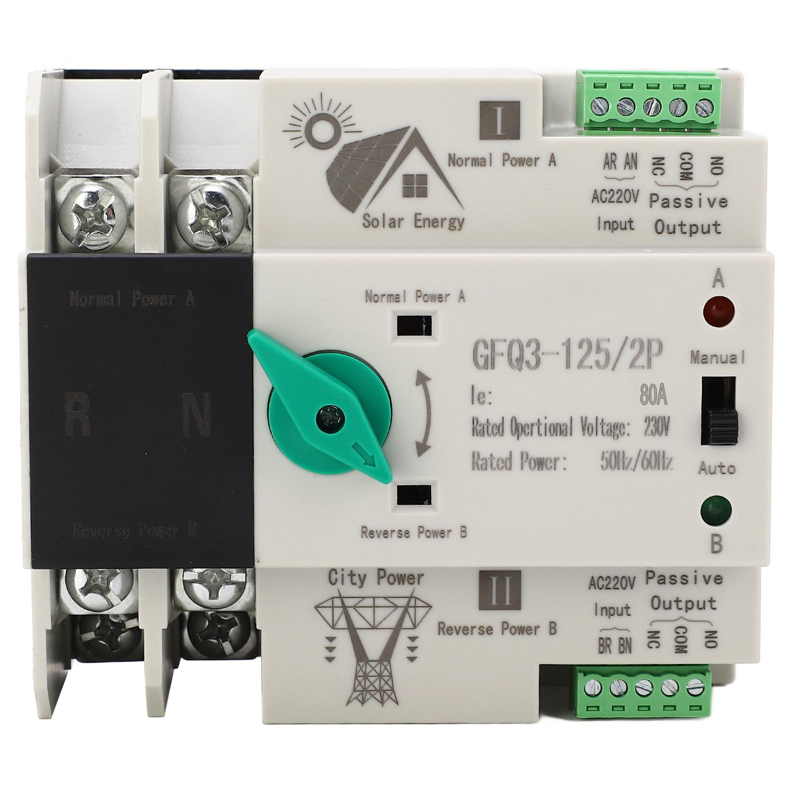

Dual Power Automatic Transfer Switch 2P Millisecond Fast Switching Timing Controller AC230V 50/60Hz PV to Mains