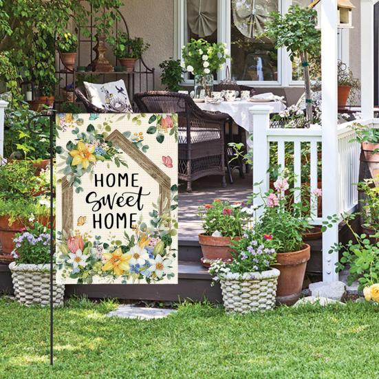 Hello Spring Floral Garden Flag 12x18 Inch Double Sided Colorful Flowers